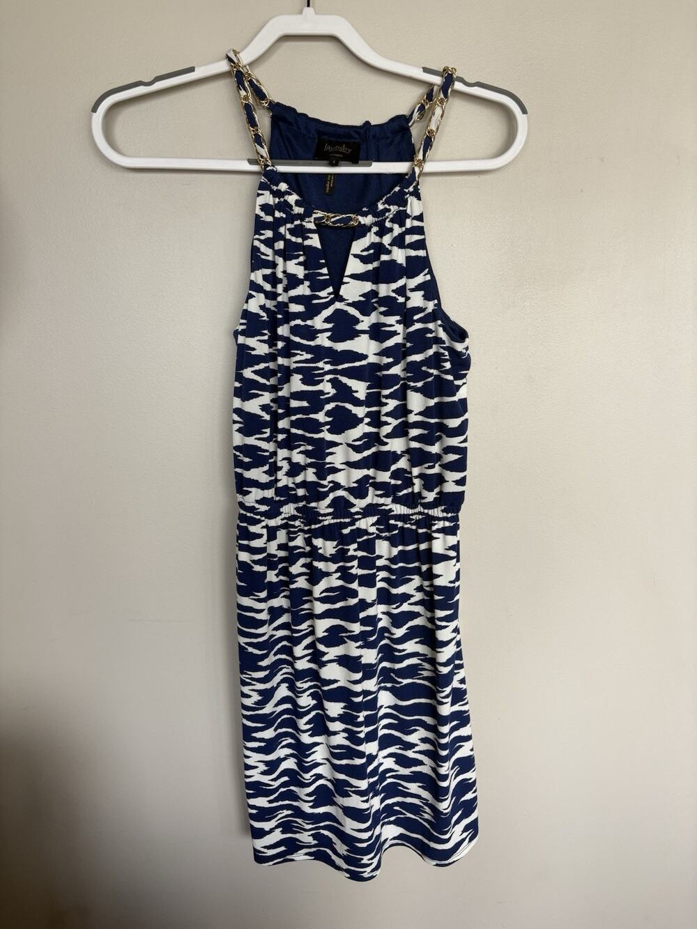 Laundry by Shelli Segal Blue White Chain Strap Dress Women’s Small Casual Dress